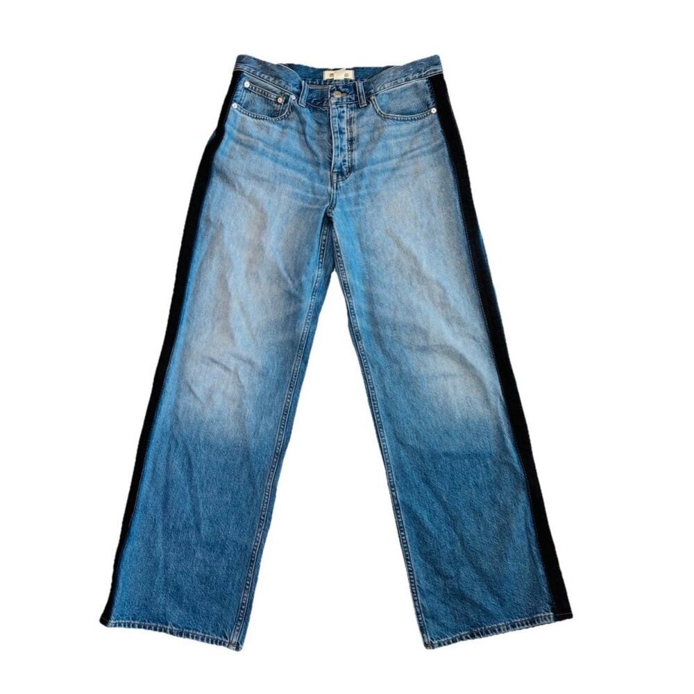 Madewell Lo Slung Baggy Jeans With Black Tuxedo Stripe Sz 26​